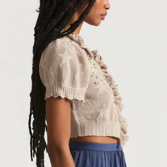 Love shack fancy rizina crop cardigan anchor - Picture 2 of 7